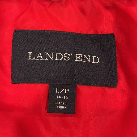 Lands’ End Red and Blue Plaid Down Puffer Vest Size L/P 14-16 - Picture 6 of 8